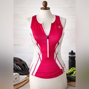 Sugoi cycling Pink and White Sleeveless Zip-Up Top Womens M